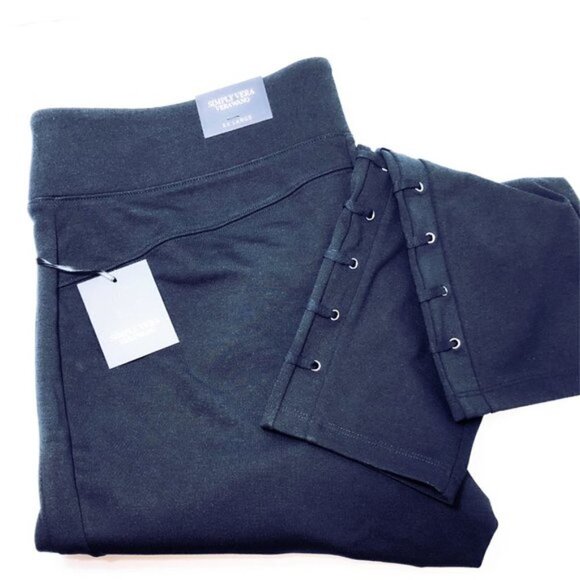 Simply Vera Wang Womens Black High Rise Knit Lace Up Leggings Plus Sz XXL New - Picture 3 of 8
